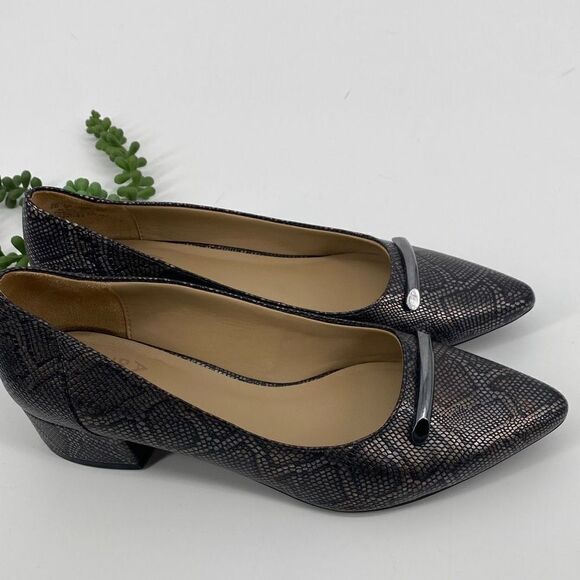 Naturalizer feather snake bronze metallic pointed toe, comfort slip -on pump Siz - Picture 5 of 11